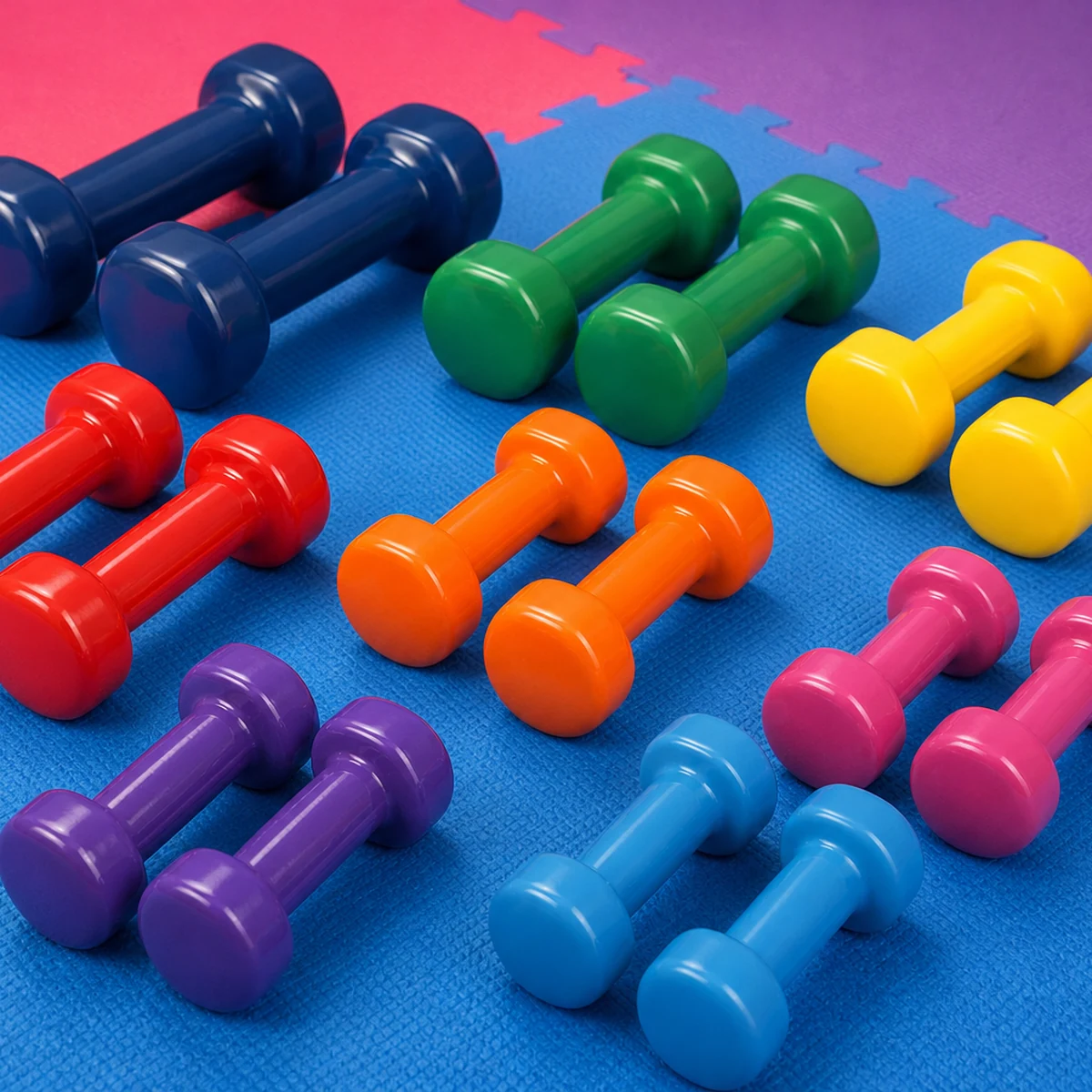 home gym equipment PVC-Coated Round Dumbbells in Pairs